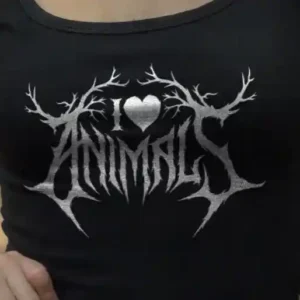 Black Metal Animal Love Tank-Top