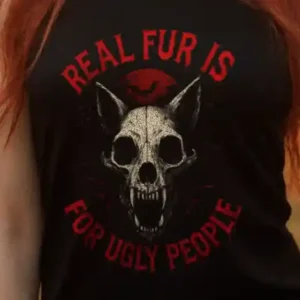 Real Fur Is For Ugly People (Halloween) Tank-Top